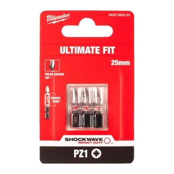 Бита для шуруповерта Shockwave Impact Duty Milwaukee PZ1 x 25 мм 3 шт 4932500355