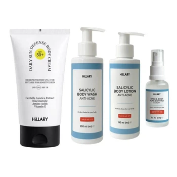 Комплекс Hillary Body Acne Control & Sun Protection SPF 50+ для борьбы с акне на теле и защиты от солнца