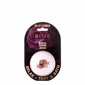 Бомбочка для ванны Mr.SCRUBBER Bath Bomb Rose Floral Dreams с лепестками розы для очищения кожи и снятия усталости 200 г