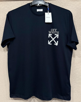 Чоловіча футболка батальна Off-White т-синій бавовна 3ХL(1056)