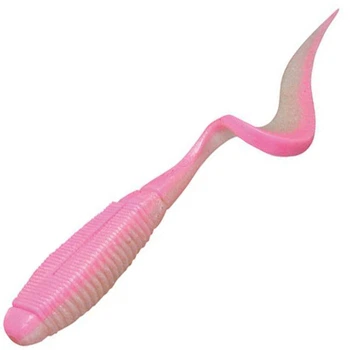Силикон Jackall Rhythm Curly 5" Bubble Gum Pink/Pearl White (5 шт/уп)