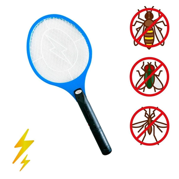 Электрическая мухобойка-ракетка от насекомых с фонариком Bug Killer (51х21 см), аккумуляторная электромухобойка на батарейках