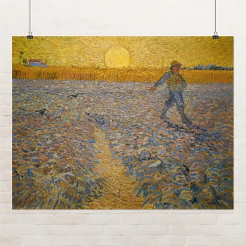 Постер Сеятель, Винсент ван Гог, Vincent van Gogh, Sower at Sunset, A3 30×38 см (id6655)