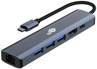 Hub USB TB 6w1 USB-C do 3xUSB 3.0/1xUSB-C PD 100W/1xHDMI 4K/1xRJ45 1000 Mbps (AKTBXVA6W1U3HRJ)