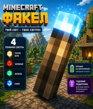 Факел Майнкрафт нічник Minecraft дитячий ліхтарик лампа 3d іграшка світильник на акумуляторі для дітей хлопчика та дівчинки в дитячу кімнату акумуляторний в спальню