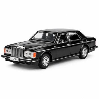 Машинка Rolls-Royce Silver Spur игрушка металлическая ретро модель со светом фар и звуком 15 см Черный (2120112)