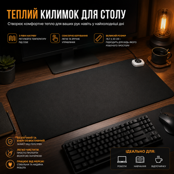 Теплый коврик для стола Alvinlit 78x33 см с подогревом, 3 режима температуры, сенсорное управление, автоотключение, Черный
