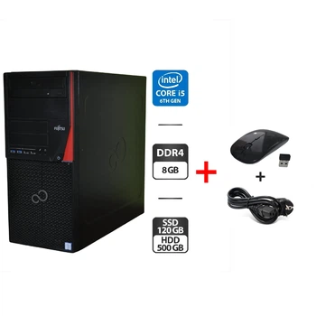 Компьютер Fujitsu Esprimo P956 E94 Tower / Intel Core i5-6500 (4 ядра по 3.2 - 3.6 GHz) / 8 GB DDR4 / 120 GB SSD + 500 GB HDD / Intel HD Graphics 530 / DVD-ROM / Windows 11 Pro б/у + Подарок Беспроводная мышка + кабель питания