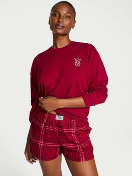 Пижама (свитшот + шорты) женская хлопковая Victoria's Secret 781540313 L Бордовая (1159861049)
