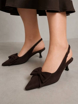 Туфли женские Meideli 2051-13 slingback лодочки с бантом на каблуке 36 коричневые