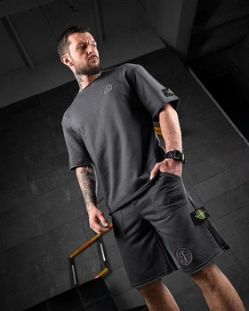 Костюм летний Stone Island серый футболка шорты оверсайз L