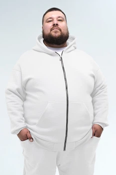 Толстовка чоловіча на блискавці оверсайз Plus Size White 8XL