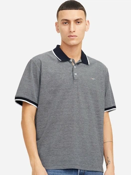 Поло довге чоловіче Jack & Jones 12274681-Maritime Blue S Сіре (5715714374884)