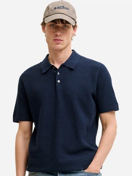 Поло длинное мужское Jack & Jones 12292034-Sky Captain M Темно-синее (5715867524907)