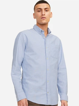 Рубашка хлопковая мужская Jack & Jones 12182486-Cashmere Blue L Небесно-голубая (5714918606807)