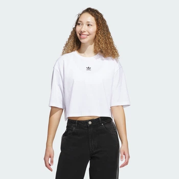 Женская укороченная футболка Essentials Crop adidas JJ3385 (2XL) белый (4067902568669)