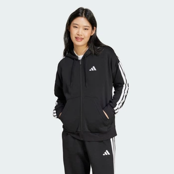 Жіноча толстовка Essentials 3-Stripes Full-Zip Fleece adidas JE1283 (XS) чорний (4067902070322)
