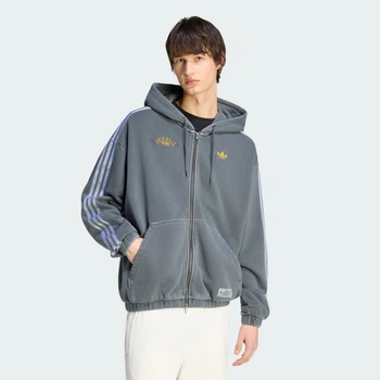 Мужское худи ADIDAS ORIGINALS - WASHED GRAPHICS ZIP-THRU adidas KW3600 (M) серый (4068817433530)