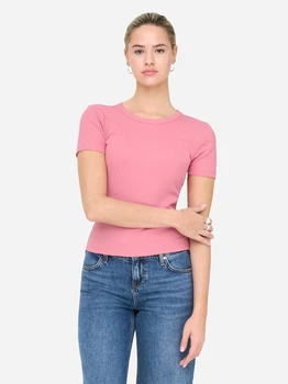Футболка хлопковая женская ONLY 15369240-Wild Rose S Розовая (5715830215702)