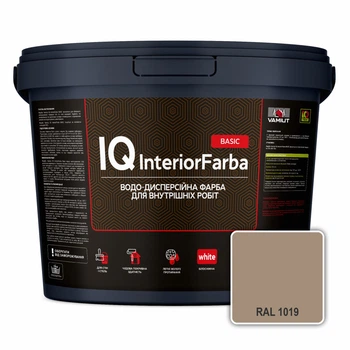 Інтер’єрна глибокоматова фарба VAMIUT IQ InteriorFarba BASIC, RAL 1019 (Сіро-бежевий), 10 л.