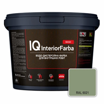 Інтер’єрна глибокоматова фарба VAMIUT IQ InteriorFarba BASIC, RAL 6021 (Блідо-зелений), 10 л.