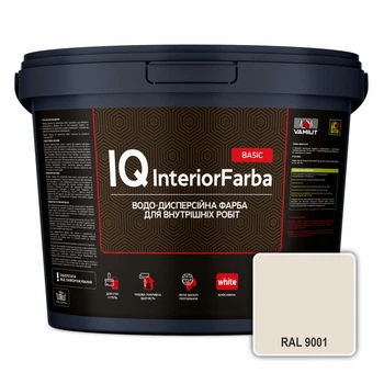 Інтер’єрна глибокоматова фарба VAMIUT IQ InteriorFarba BASIC, RAL 9001 (Кремово-білий), 10 л.