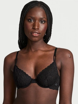 Бюстгальтер з кісточками з м'якою чашкою мереживний Victoria's Secret 75017752 36C Чорний (1159861285)