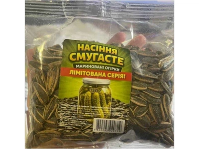Насіння соняшнику ГУЛІ ГУЛІ Спеції 150г СМУГАСТЕ Мариновані огірки (прозора упаковка)