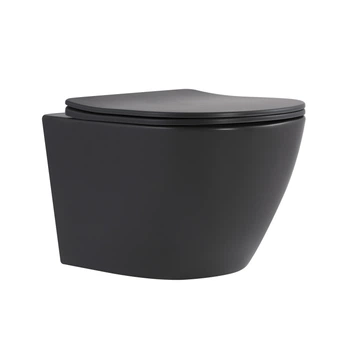 Унитаз подвесной Qtap Robin Ultra Quiet 520×365×340 мм, Anthracite, с сиденьем Slim Duroplast / Soft-close / Quick Release QTROB26AN48995