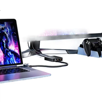 Карта видеозахвата SAMZHE HDMI, устройство захвата видео 4K высокой четкости с петлевым выходом через USB, совместима с камерами Canon, Nikon, Sony, Nintendo Switch/PS/NS, смартфонами и планшетами для игр, прямых трансляций и записи.