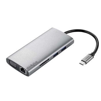 Док-станция расширения ThinkPad Lenovo Type-C, адаптер USB-C на HDMI и VGA, USB-концентратор, гигабитная сетевая карта, быстрая зарядка PD, устройство чтения карт SD/TF, док-станция расширения для ноутбука LC10