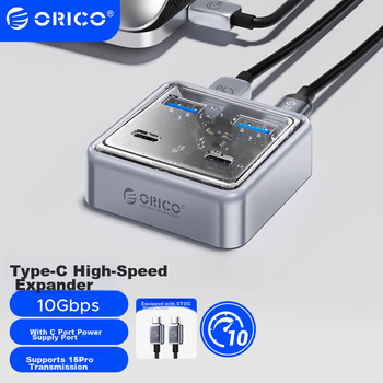Док-станция ORICO Expansion Dock, концентратор Type-C, высокоскоростной разветвитель USB 3.2 10 Гбит/с, преобразователь One-To для ноутбука, длина кабеля 0,5 метра.