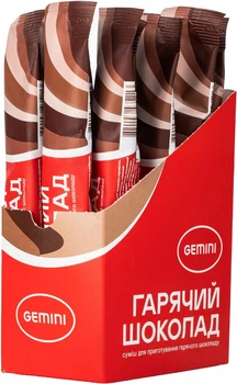 Упаковка горячего шоколада Gemini в стиках 25 г х 12 шт (4820156435534)