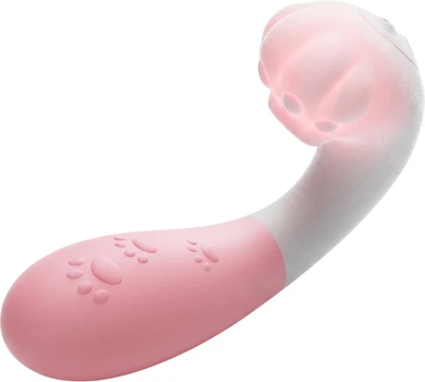 Вибратор силиконовый Passion в форме лапки USB Розово-белый (ROZ6401231434)