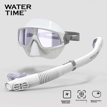 WATERTIME / Набор для дайвинга Shuichuan с маской и трубкой, обеспечивающий полностью сухое дыхание, подходит для людей с близорукостью, линзы без рецепта.