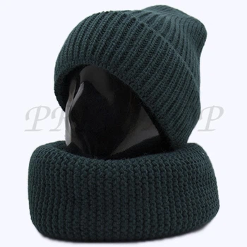 Шапка молодежная бини на манжете шерстяная с полоской флиса Sofi H058 L / 57-58 Зеленый