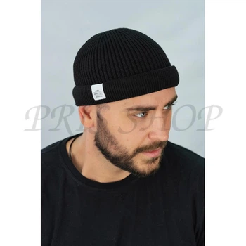 Шапка мужская мини бини с отворотом шапочка одинарная шерстяная Braxton 5506 Универсальный Черный
