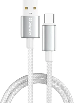 Кабель USB-Type-C 2м ColorWay (zinc alloy braided) 3А, білий (CW-CBUC099-WT)