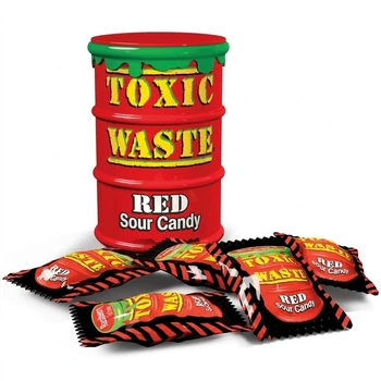 Цукерки Toxic Waste Hazardously Sour Candy червона бочка 42 г - екстремально кислі льодяники (5254)