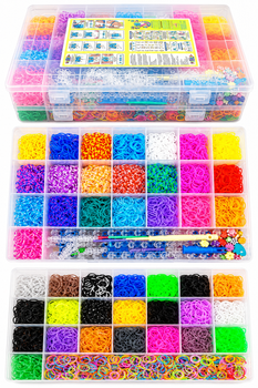Набір для плетіння браслетів Fashion Loom Bands 15000 гумок - 2-рівневий кейс з аксесуарами