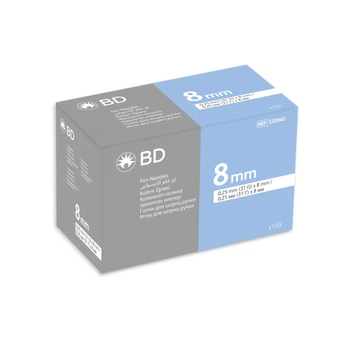 Иглы для инсулиновых ручек "BD Microfine Thin Wall" 8 мм (31G x 0,25 мм), 100 шт.