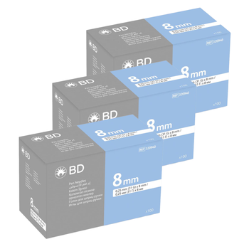 Иглы для инсулиновых ручек "BD Microfine Thin Wall" 8 мм (31G x 0,25 мм), 300 шт.