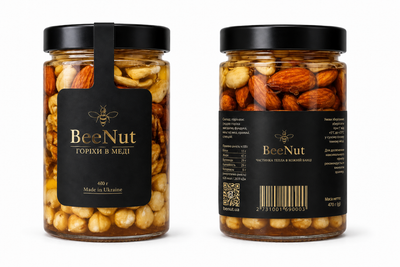 Ассорти орехов в меде BeeNut 470 г (Фундук, Кешью, Миндаль, грецкий орех)
