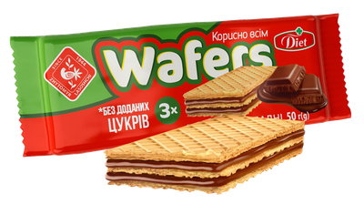 Вафлі з начинкою Wafers Diet з ароматом шоколаду 50г (214318)