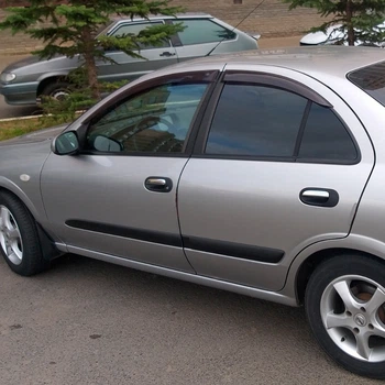 Дефлекторы окон VL-Tuning на Nissan Almera (N16) 2000-2006 седан (накладные)
