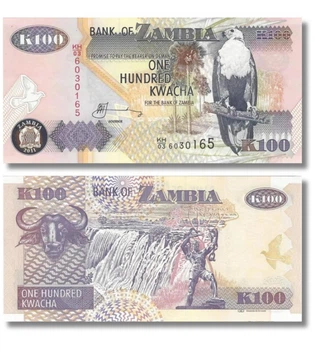 Банкнота 100 квача Замбія 2011 рік UNC
