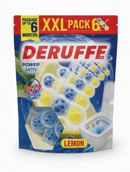 Туалетний блок для унітазу Deruffe WC Power Aktiv Лимон, XXL Pack 6 шт х 50 г