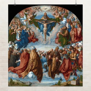 Постер Поклонение Святой Троице, Дюрер, Durer, Adoration of the Trinity, A3 36×30 см (id6985)
