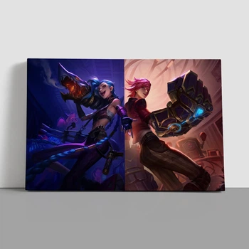 Интерьерная картина Аркейн: Лига Легенд, Джинкс, Ві, Jinx, VI, League Of Legends, Arcane, 28×42 см (id6907)