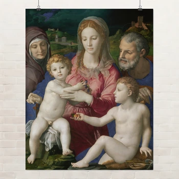 Постер Святое Семейство со святой Анной, Бронзино, Bronzino, Holy Family with St.Anne, A3 37×30 см (id6965)